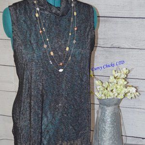 Sheer tank turtle neck longer blouse